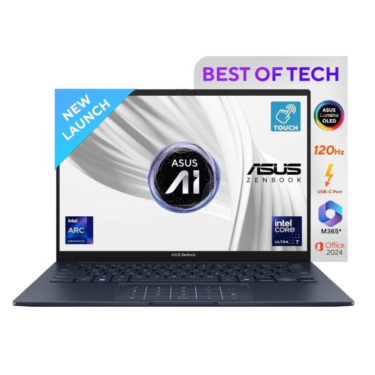 asus zenbook 14,intel core ultra 7 (series 2), intel arc igpu,32gb,1tb,3k oled touch screen,14",windows 11,m365 basic (1year)*,office 2024,ponder blue,1.28 kg ux3405ca pz163ws, thin & light laptop